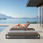 Chaise longue d'extérieur en aluminium avec coussin, accoudoir en teck Cambusa