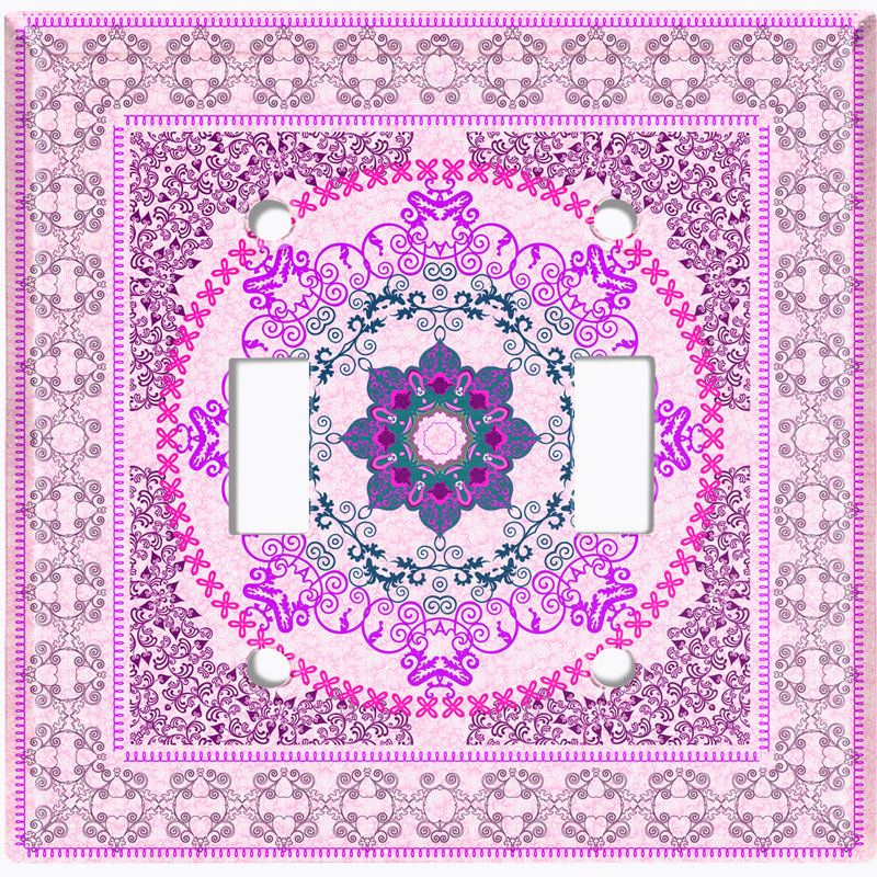 Patterned 2 - Gang Toggle Light Switch Standard Wall Plate, Pink