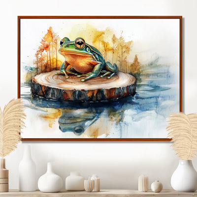 Grenouille sur glissade Gardian du lac II - impressions sur toile de grenouille