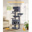 Cat Tree for Indoor Cats, Multi-layer Scratching Post with Large Platform, 2 Caves, 7 Sisal Posts, Pompoms, Cat Basket, Hammock, Suitable for Cats-801803117-801803120