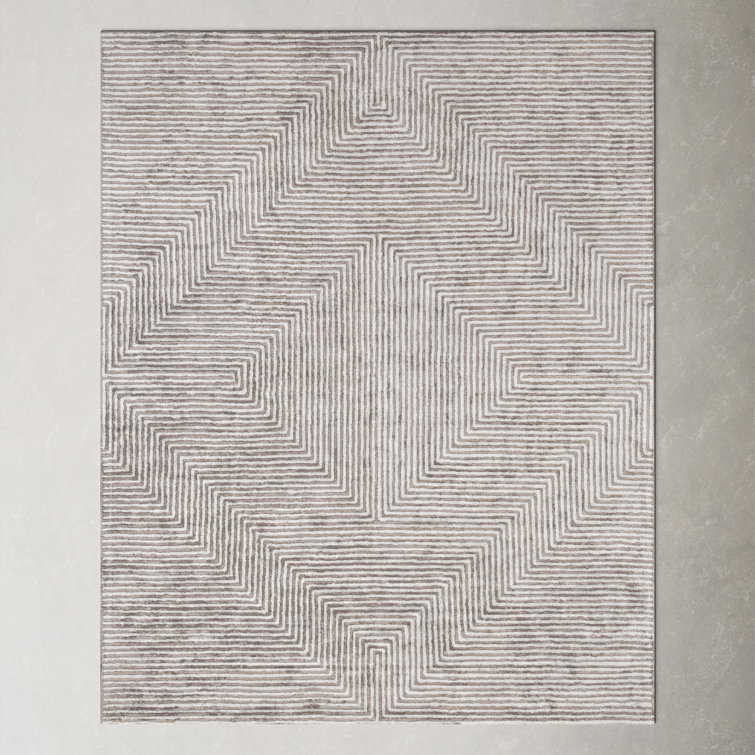 Balos Geometric Handmade Tufted Dust Sage/Dark Green Area Rug