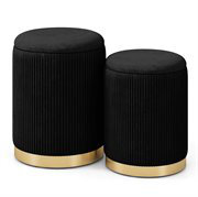 Ensemble de 2 repose-pieds ronds en velours avec rangement pour le salon