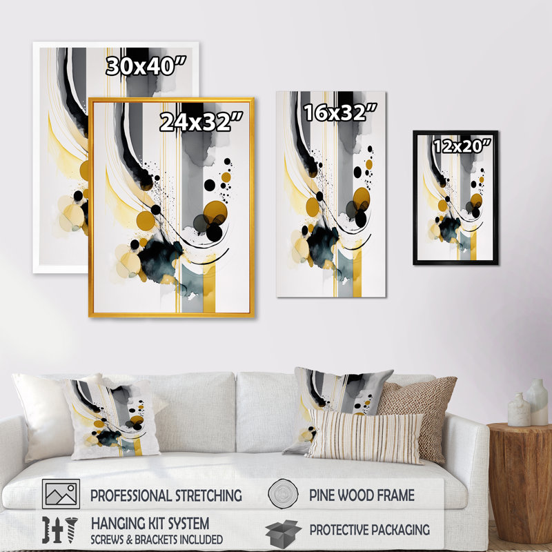 «Abstract Transitional Shapes I», reproduction sur toile, Impression noire sur toile encadrée, L 12 po x H 20 po