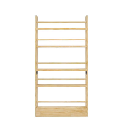 5 Tier Behind The Door Bookshelf, Wooden Kids Bookshelf with Open Storage, Wall Mount Shelve & Space- Saving, Solid Wood Bookshelf for Bedroom, Living