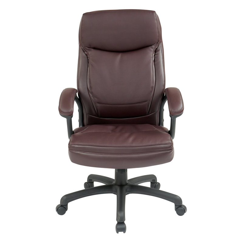 Work Smart Executive Chair, Monotone, Burgundy Faux Leather