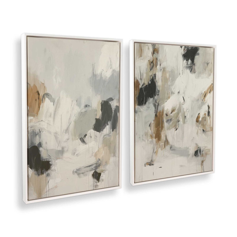 «Whispers of Earth», ensemble de 2 impressions, Cadre flottant blanc opaque, 18 po x 12 po