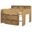 Wood Full Size Loft Bed with Desk, LED Light & 8 Storage Shelves, Solid Wood Frame, No Box Spring Needed, Walnut-1648218709