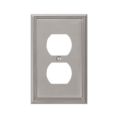 Amerelle Metro Brushed Nickel 1 gang Die-Cast Metal Duplex Wall Plate 1 pk