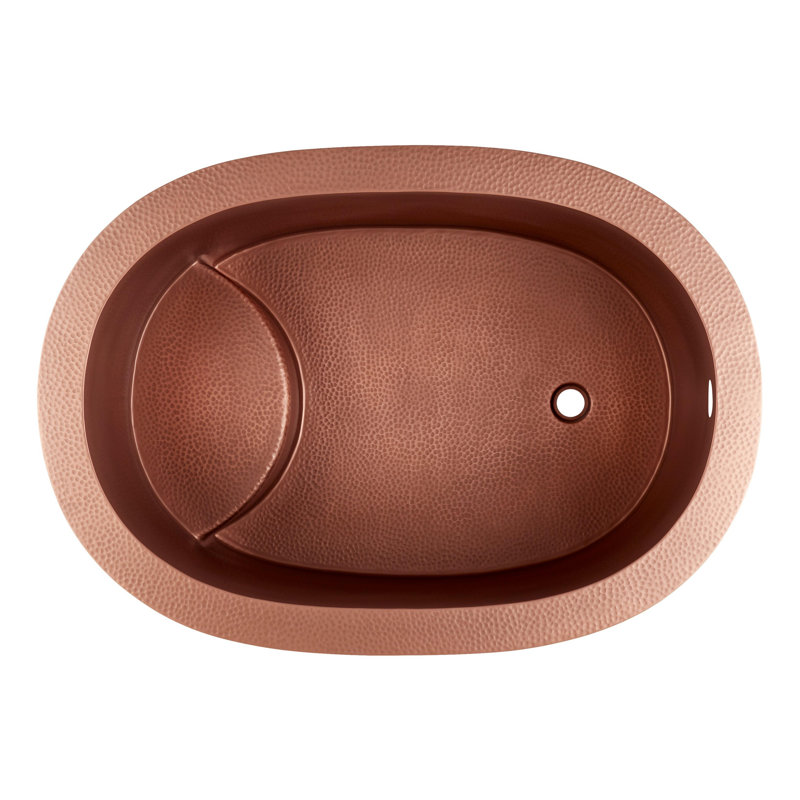 Raksha 48" Copper Japanese Soaking Tub with Foam Insulation - Less Drain