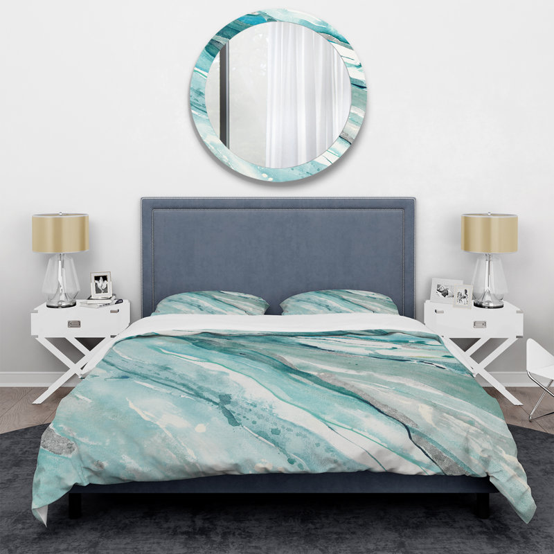 Ensemble de housse de couette nautique et côtier Silver Springs II bleu-vert - microfibre de polyester