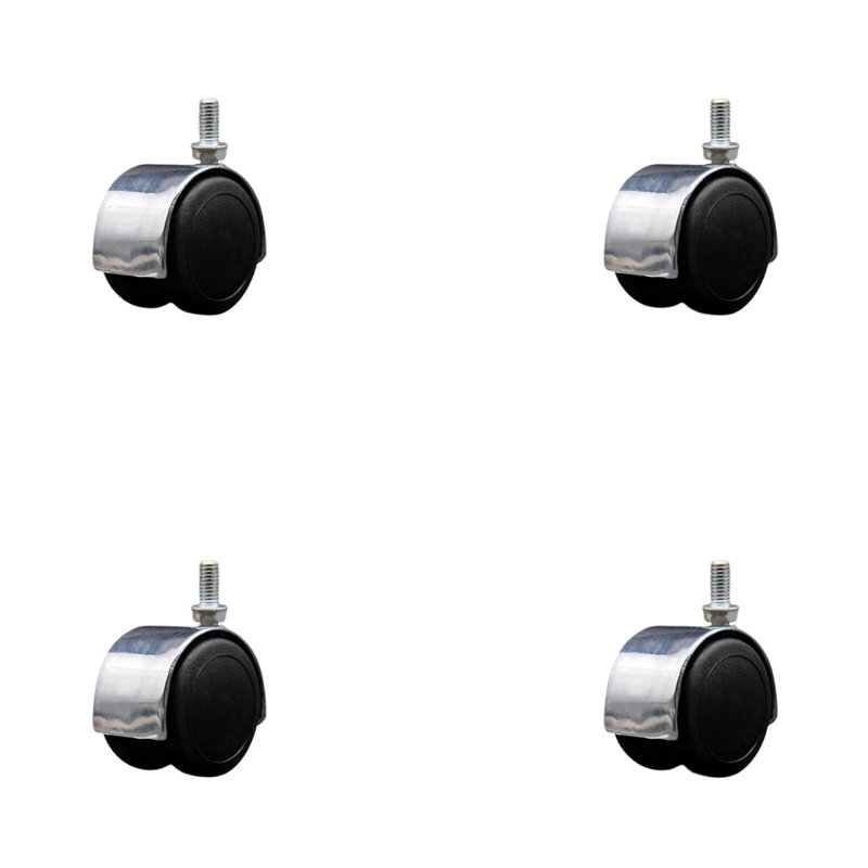 Ensemble de 4 roulettes à roulettes pour lit simple 3/8 po, Chrome brillant