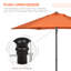 Aroche 2m Garden Parasol Umbrella w/ Aluminium Pole 6 Ribs Orange