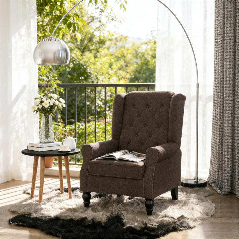 Fauteuil d'appoint à boutons, Marron foncé