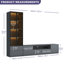 Meuble TV Crafton Modern gris de 260 cm (102,4 po) avec étagères à 4 niveaux pour téléviseurs de 65/75/85 pouces, ensemble de rangement en bois pour salon comprenant une console multimédia, des étagères vitrées et un éclairage.-1997384853-2020760040