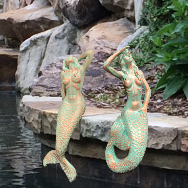 Ensemble de statue de jardin 2 pièces Life's a Beach Classic Mermaid