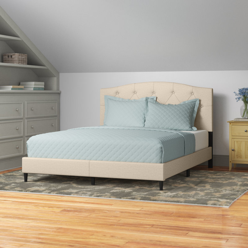 Lit plateforme tapissier Arndt, Grand, Beige