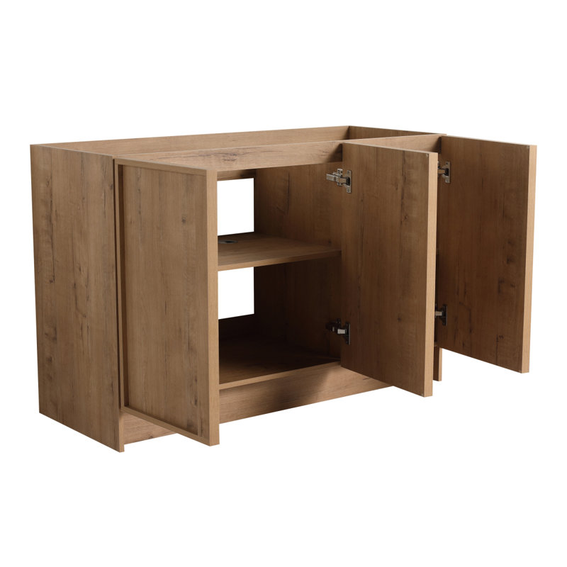 Meuble-lavabo autoportant de 122 cm (119 cm) avec 3 portes d'armoire à fermeture amortie, en contreplaqué (emballage démonté) - Lavabo non inclus