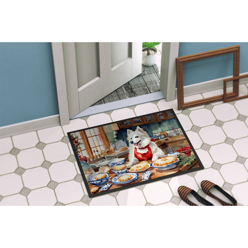 Paillasson American Eskimo Christmas Cookies DAC3714, L 18 po x L 27 po