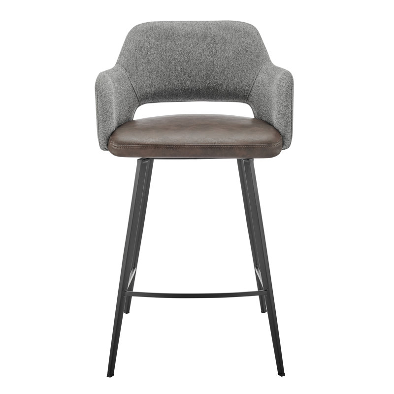 Tabouret de bar et de comptoir Ivonne, Similicuir brun clair, Tabouret de comptoir (siège d'une hauteur de 25,6