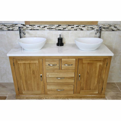 Degraw 1430mm Double Bathroom Vanity with Vessel Ceramic Basin