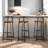 Set Of 3 Bar Stools With Backrest, Footrest And Metal Frame