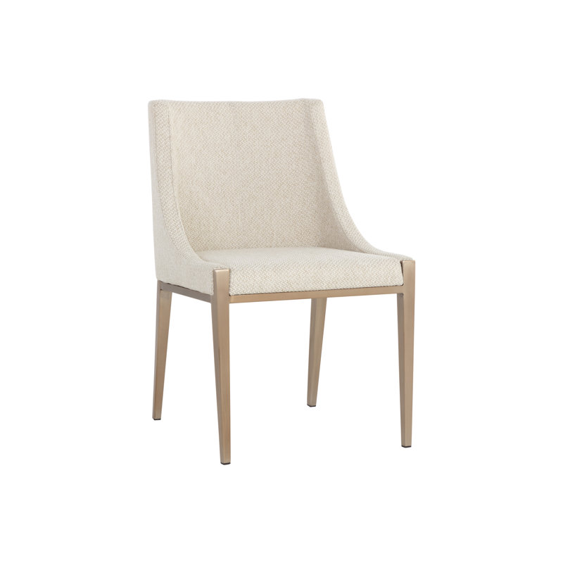 Chaise parsons rembourrée en tissu H 18,75 po Adrina, Crème, crème