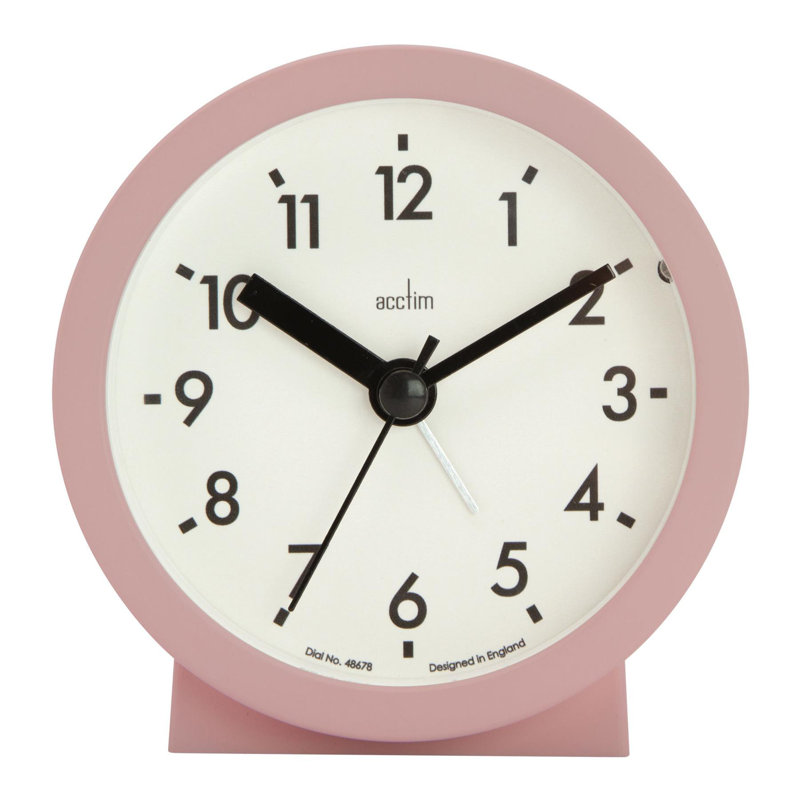 Acctim Gaby Small Analogue Contemporary Beside Alarm Clock, Dusty Rose