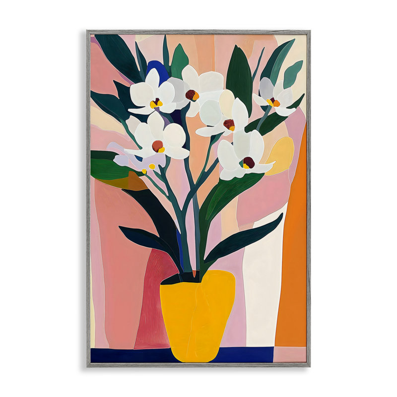 Vase jaune de grandes fleurs, estampe numérique, design by Creative Studio, H 30 po x l 20 po, Estampe numérique Farmhouse