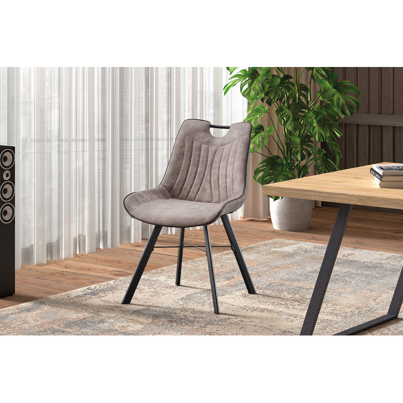 Gilda Upholstered Metal Side Chair, Grey