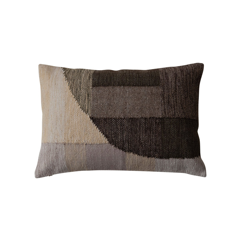 Multicolor Hand-Woven Fabric Abstract Lumbar Pillow