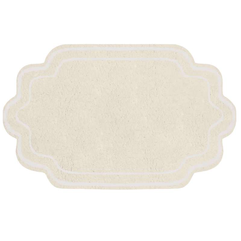 Dobrinka Bath Rug Plush 100% Cotton Mat, Unique Design, Absorbent, Quick Dry, Ivory, 21"x34"(Rectangle)