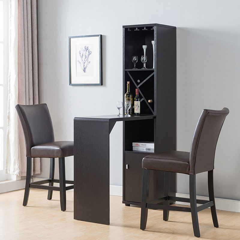 Armoire de cuisine avec rangement pour bouteilles de vin et verres, compartiment à tablettes ouvertes, style