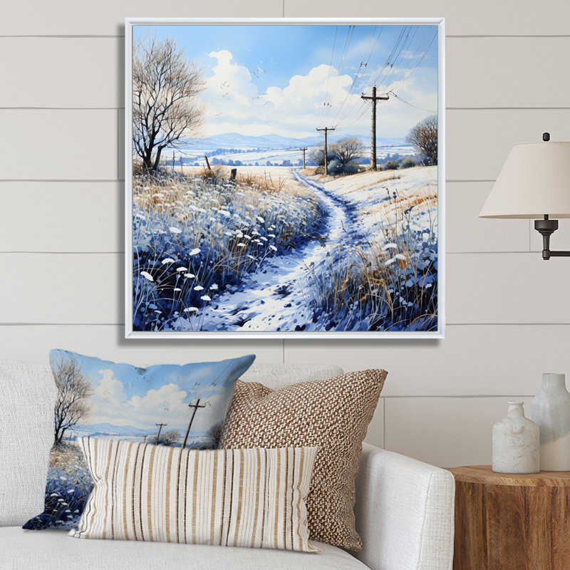 Lignes électriques harmonieuses III sur toile, H 16 po x l 16 po x P 1 po, Cadre flottant blanc