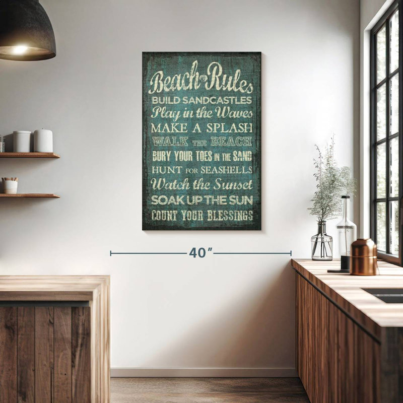 Beach Rules Wall Sign, 39" H x 26" W