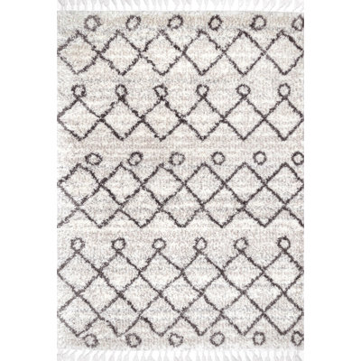 Tapis ivoire à motif géométrique Bibb