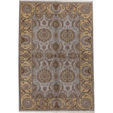 Manchuria Wool Oriental Area Rug in Beige/Light Blue