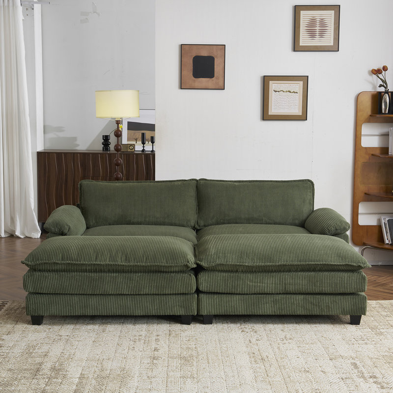 90'' W Corduroy Modular Cloud Couch Sleeper Sofa