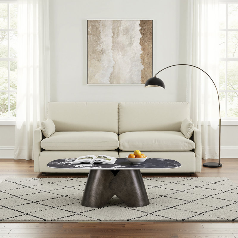 Stela Modern Oval Coffee Table with Ceramic Top