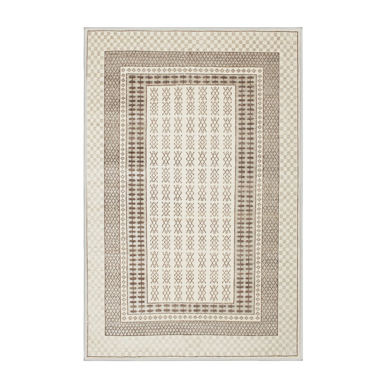 Tapis contemporain blanc / noir, Rectangle 6 pi x 9 pi