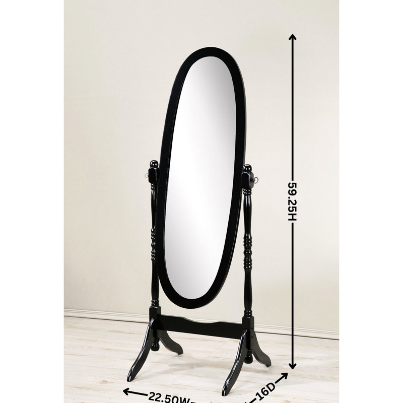 Miroir de style traditionnel, blanc - Miroir ovale allongé avec reflet - Base stable - Cadre en bois robuste