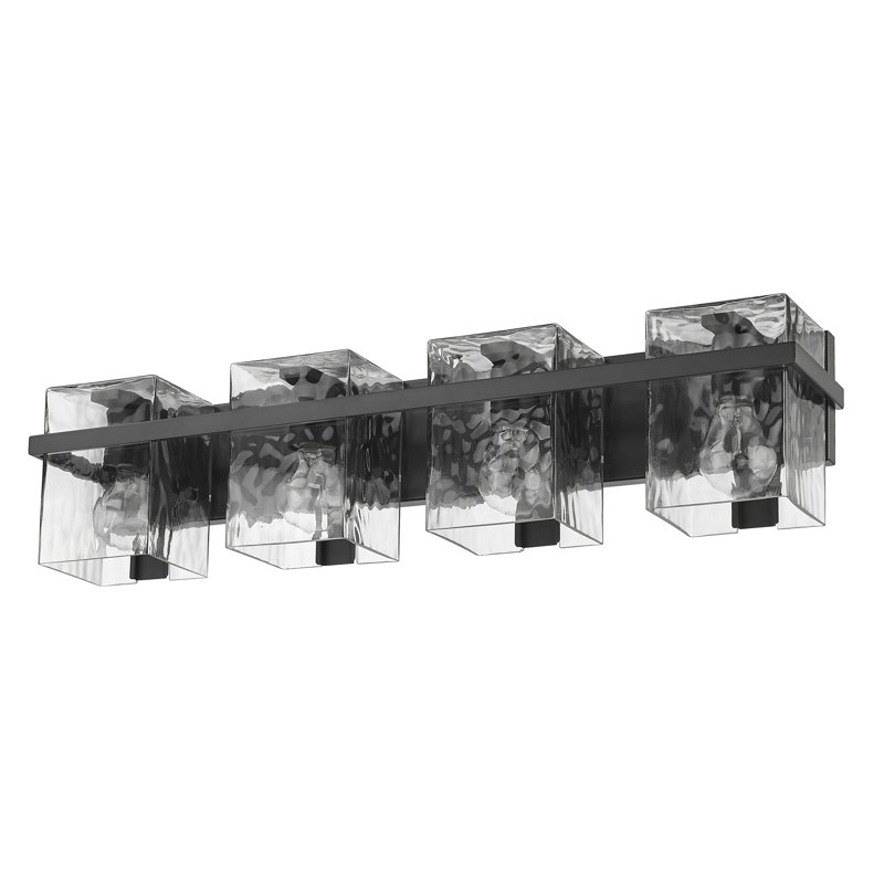 Arene Dimmable Steel Vanity Light, Matte Black, 7"H x 29.25"W x 5.5"D, 4 Lights