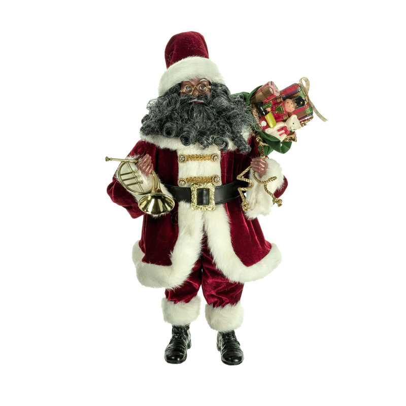 Père Noël afro-américain debout rouge