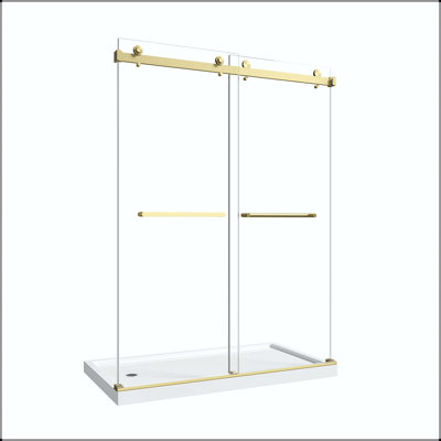 Porte de douche coulissante double sans cadre 55 po x 60 po x H 78 po avec verre trempé de 6 mm et film antidéflagrant Nano