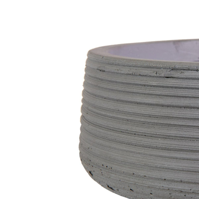 Ribbed Reinforced Stone Bowl Planter, Frostproof Lightweight Outdoor Plant Pot, Bonsai Pot, Garden Planter with Drainage Holes, Shallow Planter