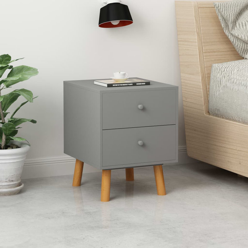 Seth 40cm W Solid + Manufactured Wood Bedside Table, Grey