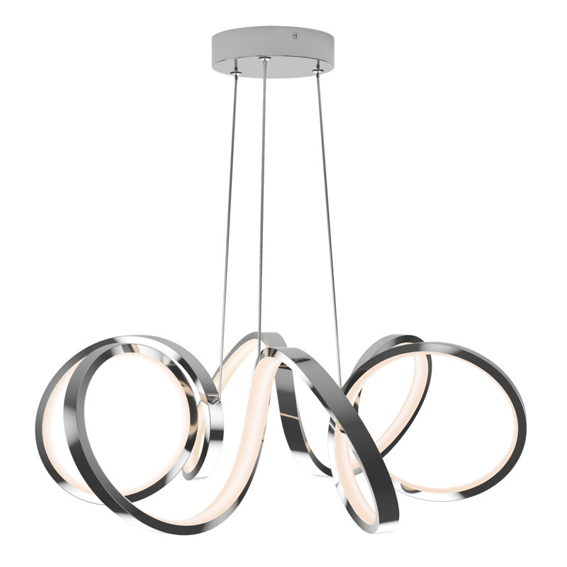 Luminaire suspendu en forme de ruban tourbillon chromé, Chrome