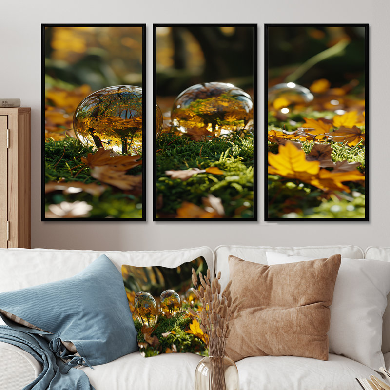 Dimatteo - Ensemble d'art mural paysage abstrait, H 28 po x l 36 po x P 1 po, Cadre flottant noir
