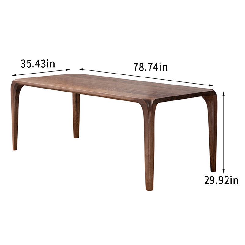 Walnut Solid Wood Dining Table, 35.43" W x 78.74" L