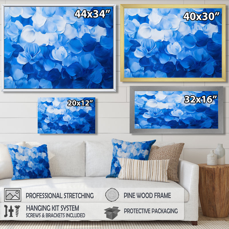 Impression sur toile de marguerites aqua, Reproduction encadrée d'une seule photo sans pass, Noir, H 12 po x l 20 po