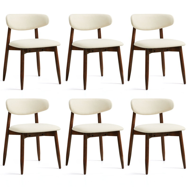 Modern Upholstered Dining Chair, Solid Wood Kitchen Chairs with Padded Seat and Back for Dining Room, Comfortable Design in Beige